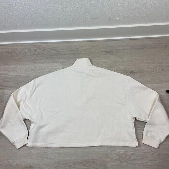 WeWoreWhat Cropped Oversized Sweater Womens Large White Quarter Zip - Picture 2 of 5